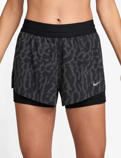 Nike Women's Swift Dri-fit 2-in-1 Printed Running Shorts In Grey