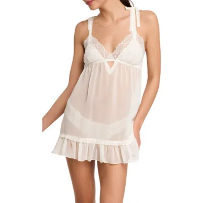 Rya Collection Dahlia Chiffon Babydoll Set In Ivory