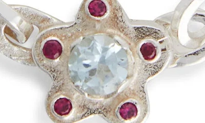 Shana Cave Blue Raspberry Bracelet In Silver Blue Topaz Ruby