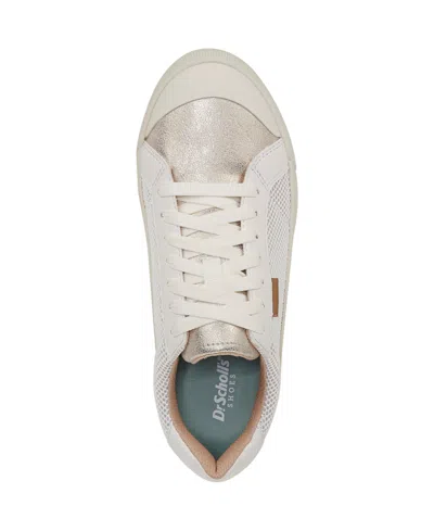Dr. Scholl's Women's Time Off Lace Up Platform Sneakers In Off White,gold Faux Leather
