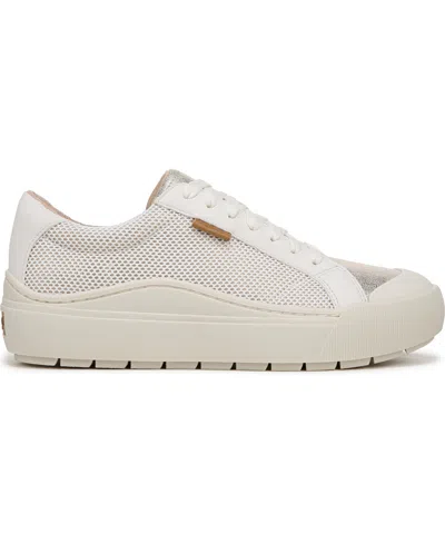 Dr. Scholl's Women's Time Off Lace Up Platform Sneakers In Off White,gold Faux Leather