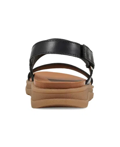 Earth Leah Womens Casual Leather Strappy Sandals In Black Leather