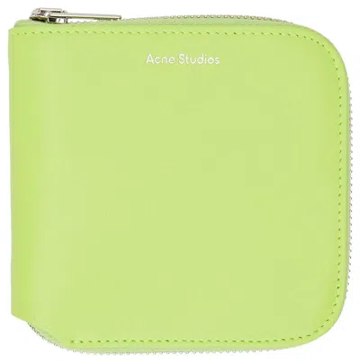 Acne Studios Zippered Wallet In Lime Green