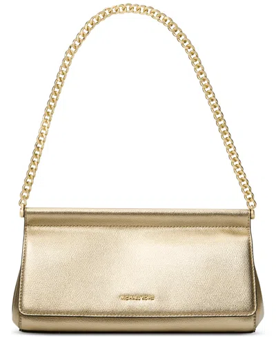 Michael Kors Michael  Carmine Small Leather East West Clutch In Pale Gold