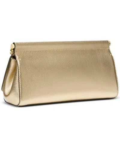 Michael Kors Michael  Carmine Small Leather East West Clutch In Pale Gold