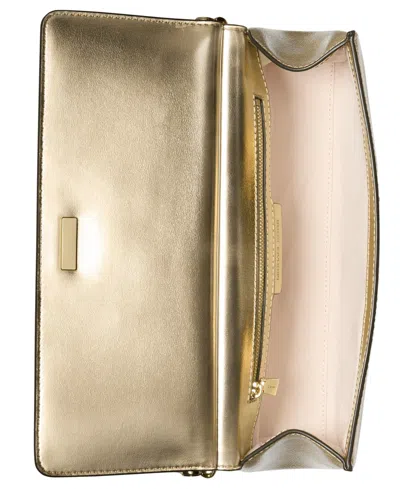 Michael Kors Michael  Carmine Small Leather East West Clutch In Pale Gold