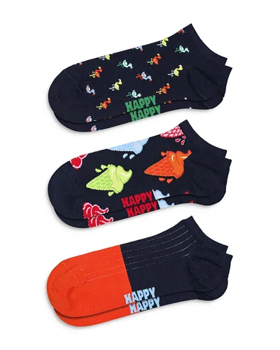 Happy Socks Assorted 3-pack No-show Socks In Navy