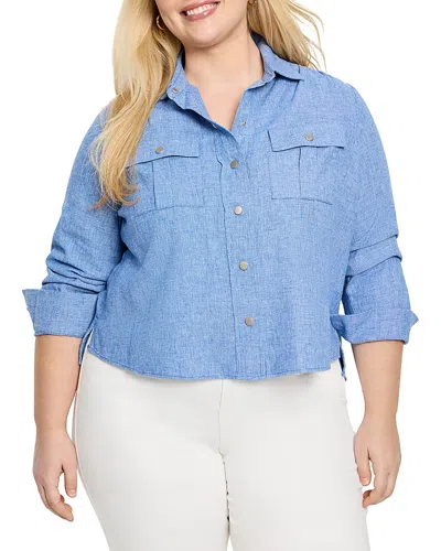 Nic+zoe Plus All Around Shirt Jacket In Blue Mix