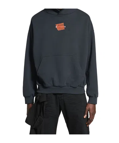 Balenciaga Cotton Caution Hoodie In Faded Black