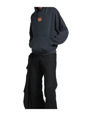 Balenciaga Cotton Caution Hoodie In Faded Black