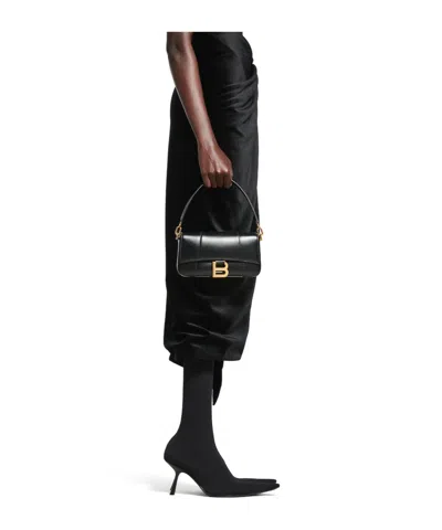 Balenciaga Small Hourglass Magnetic-closure Shoulder Bag In Black