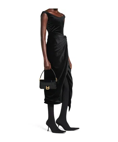 Balenciaga Small Hourglass Magnetic-closure Shoulder Bag In Black