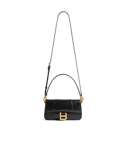 Balenciaga Small Hourglass Magnetic-closure Shoulder Bag In Black