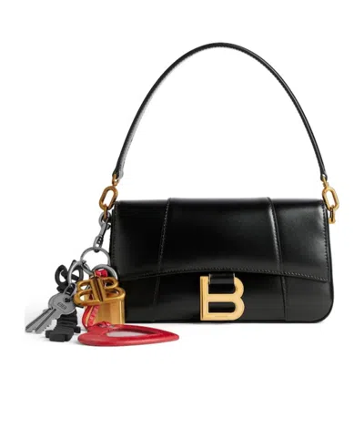 Balenciaga Small Hourglass Magnetic-closure Shoulder Bag In Black