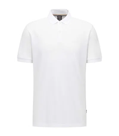 Hugo Boss Regular-fit Polo Shirt In Cotton And Linen In White