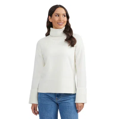 Ellen Tracy Cuffed Turtleneck Sweater In White