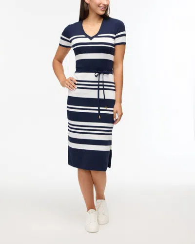 Ellen Tracy Striped Sweater Dress In Multi