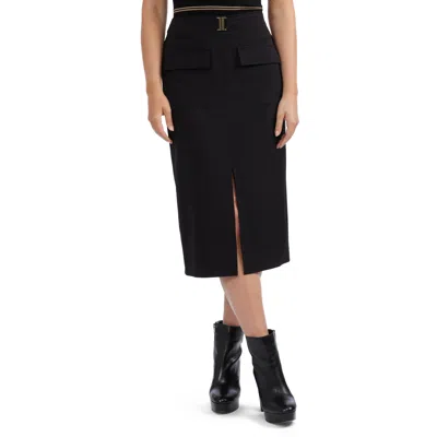 Ellen Tracy Pleated Flared Satin Maxi Skirt In Black