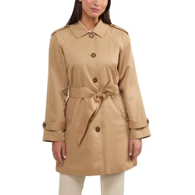 Ellen Tracy Belted Trench Coat Jacket In Brown