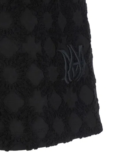 Amiri Black Bermuda Shorts With All-over Ma Quads Motif And Embroidered Logo On The Front In Cotton Blend  In Black