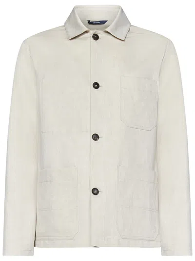 Drumohr Beige Button-up Shirt With And Textured Detail In Beige