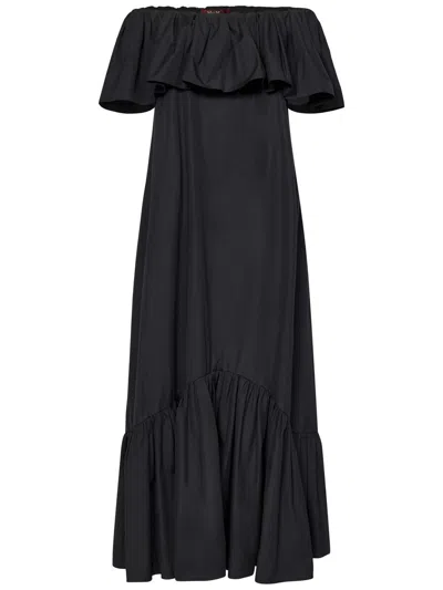 Max Mara Studio Petali Poplin Maxi Dress In Black