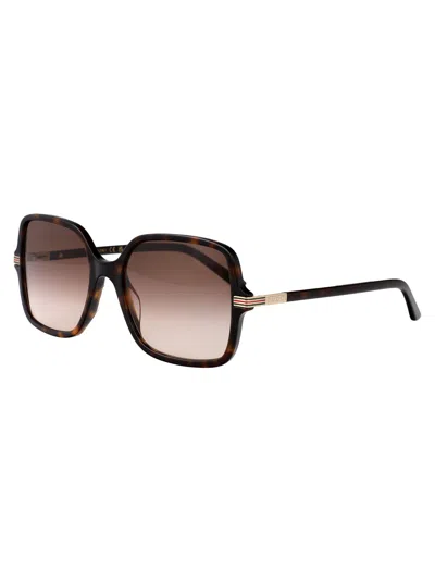 Gucci Metal Framed Havana Sunglasses In Brown