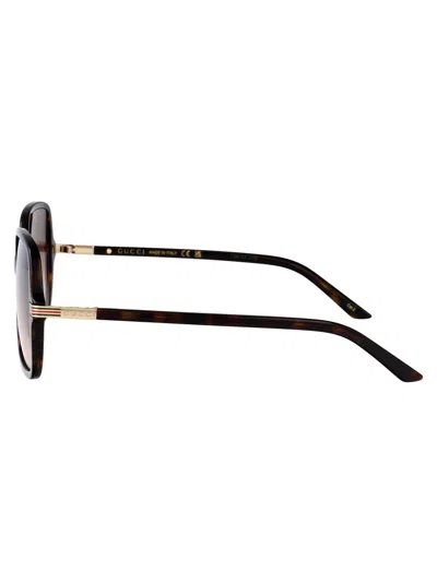 Gucci Metal Framed Havana Sunglasses In Brown
