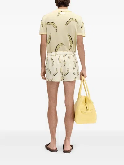 Jacquemus Le Maillot Puntini Yellow Swimsuit With Elastic Waist And All-over Print In Tech Fabric Man In Banana Print Yellow 2bv