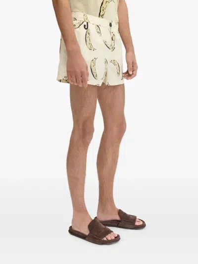 Jacquemus Le Maillot Puntini Yellow Swimsuit With Elastic Waist And All-over Print In Tech Fabric Man In Banana Print Yellow 2bv