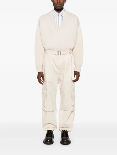 Jacquemus Cargo Gabardine Trousers In Beige 150