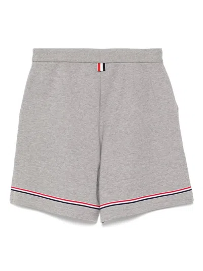 Thom Browne Blue Shorts With Elastic Waist With Drawstring And Rwb Striped Detail