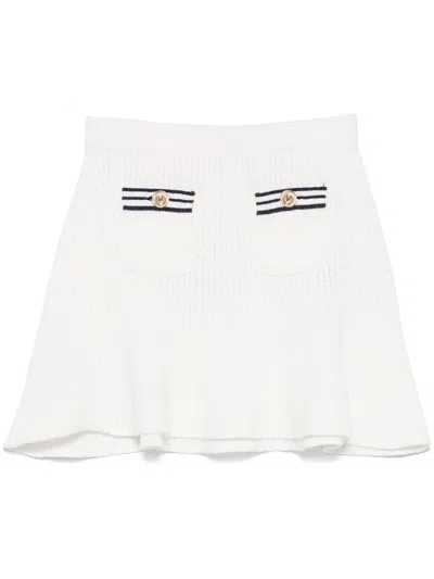 Self-portrait Textured Knit Mini Skirt In White