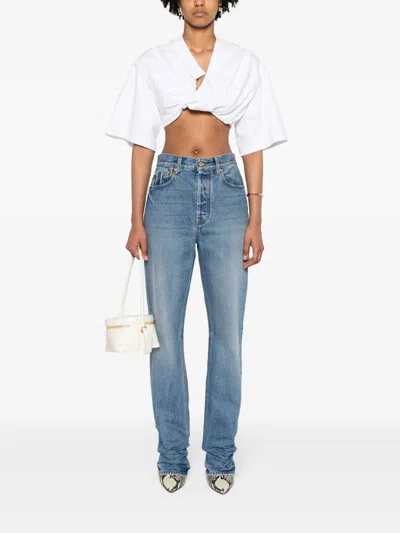 Jacquemus Le De-nimes Droit High-waisted Jeans In Blue Tabac 33c