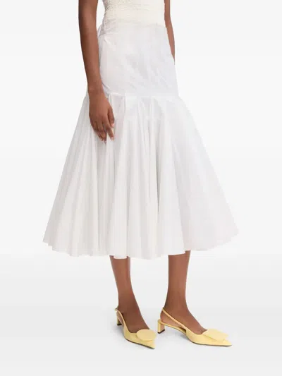 Jacquemus Flared High-waisted Midi Skirt With Distinctive Metal Loop In White 100