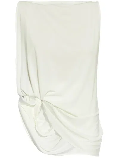 Jacquemus Le Haut Peplo White Top With Square Neck And Cut-out On The Side In Viscose Blend Woman In White 100