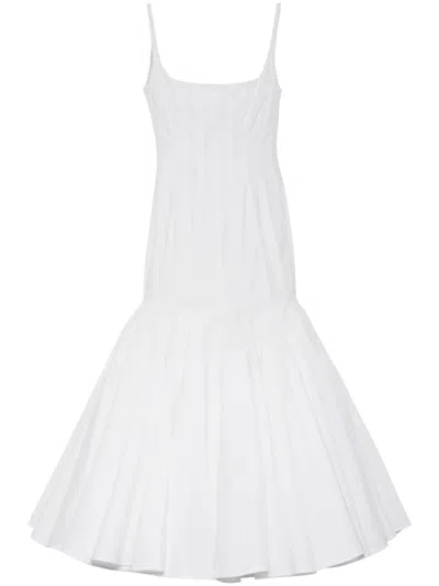Jacquemus La Robe Agave White Sleeveless Long Dress With Square Neck And Flared Hem In Cotton Blend Woman In White 100