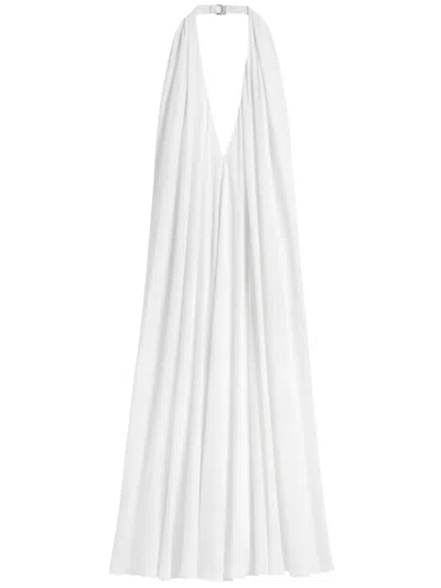 Jacquemus Norma Plunging Halter Backless Gown In White 100