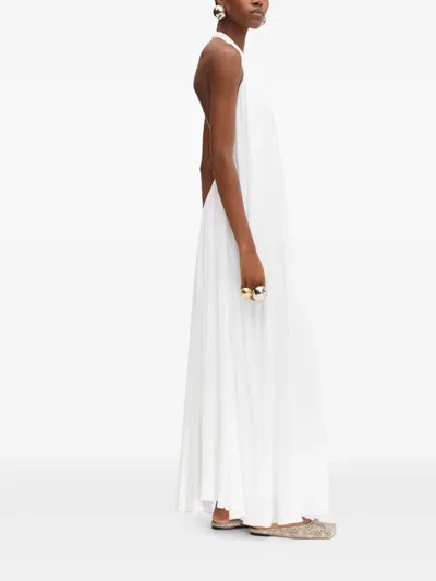 Jacquemus Norma Plunging Halter Backless Gown In White 100