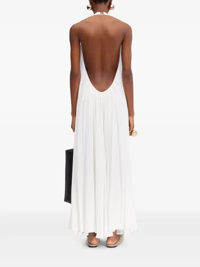 Jacquemus Norma Plunging Halter Backless Gown In White 100