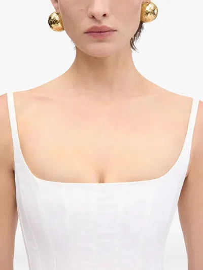 Jacquemus La Robe Agave White Sleeveless Long Dress With Square Neck And Flared Hem In Cotton Blend Woman In White 100