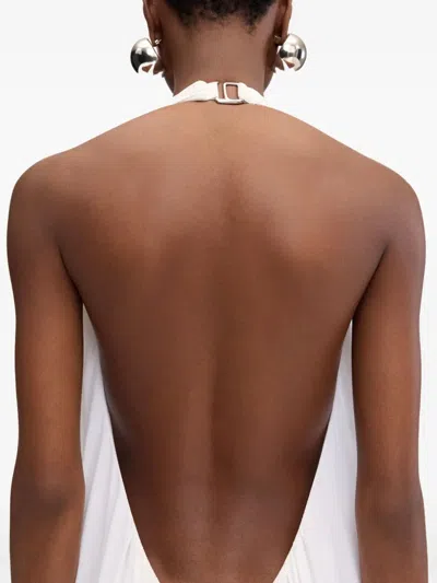 Jacquemus Norma Plunging Halter Backless Gown In White 100