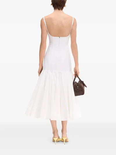 Jacquemus La Robe Agave White Sleeveless Long Dress With Square Neck And Flared Hem In Cotton Blend Woman In White 100