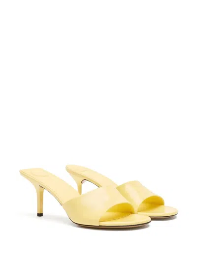 Jacquemus Cubisto Italian Kitten Heel Mules In Light Yellow 210
