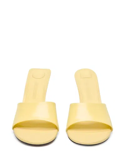 Jacquemus Cubisto Italian Kitten Heel Mules In Light Yellow 210