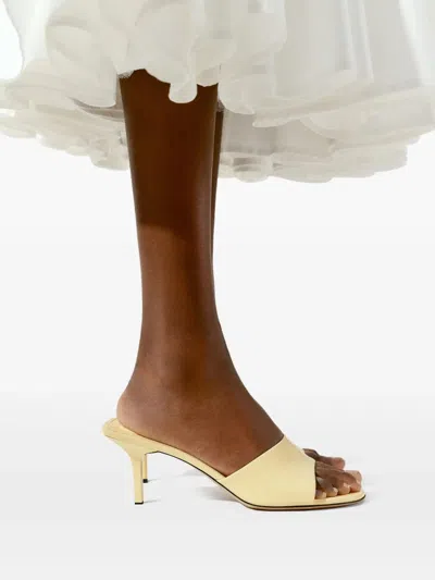 Jacquemus Cubisto Italian Kitten Heel Mules In Light Yellow 210