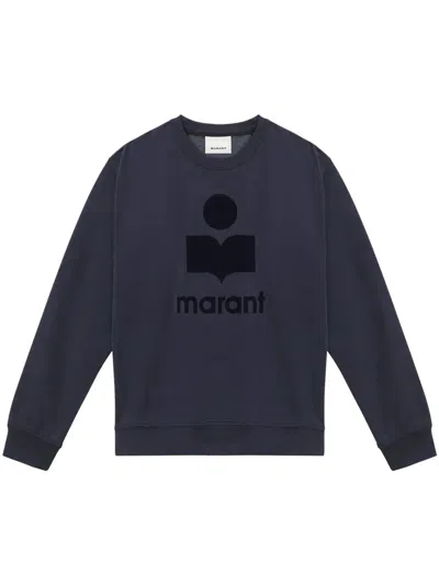 Isabel Marant Mikoy Cotton Blend Sweater With Ribbed Hem In Mibu Midnight/blue
