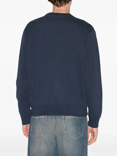 Isabel Marant Mikoy Cotton Blend Sweater With Ribbed Hem In Mibu Midnight/blue
