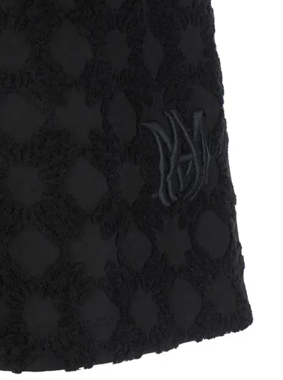 Amiri Black Bermuda Shorts With All-over Ma Quads Motif And Embroidered Logo On The Front In Cotton Blend  In Black