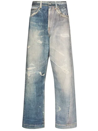 Our Legacy Mens Digital Denim Print Third Cut Faded-wash Denim Jeans In Blu